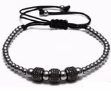 Titanium Steel Beads Braiding Macrame Men Bracelet for Men Jewelry 8mm CZ Inlay Beads Charms Bracelets & Bangles