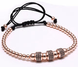 Titanium Steel Beads Braiding Macrame Men Bracelet for Men Jewelry 8mm CZ Inlay Beads Charms Bracelets & Bangles