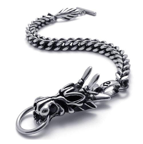 Titanium stainless steel jewelry Casting Classic fashion Men's Dragon Biker Bracelet