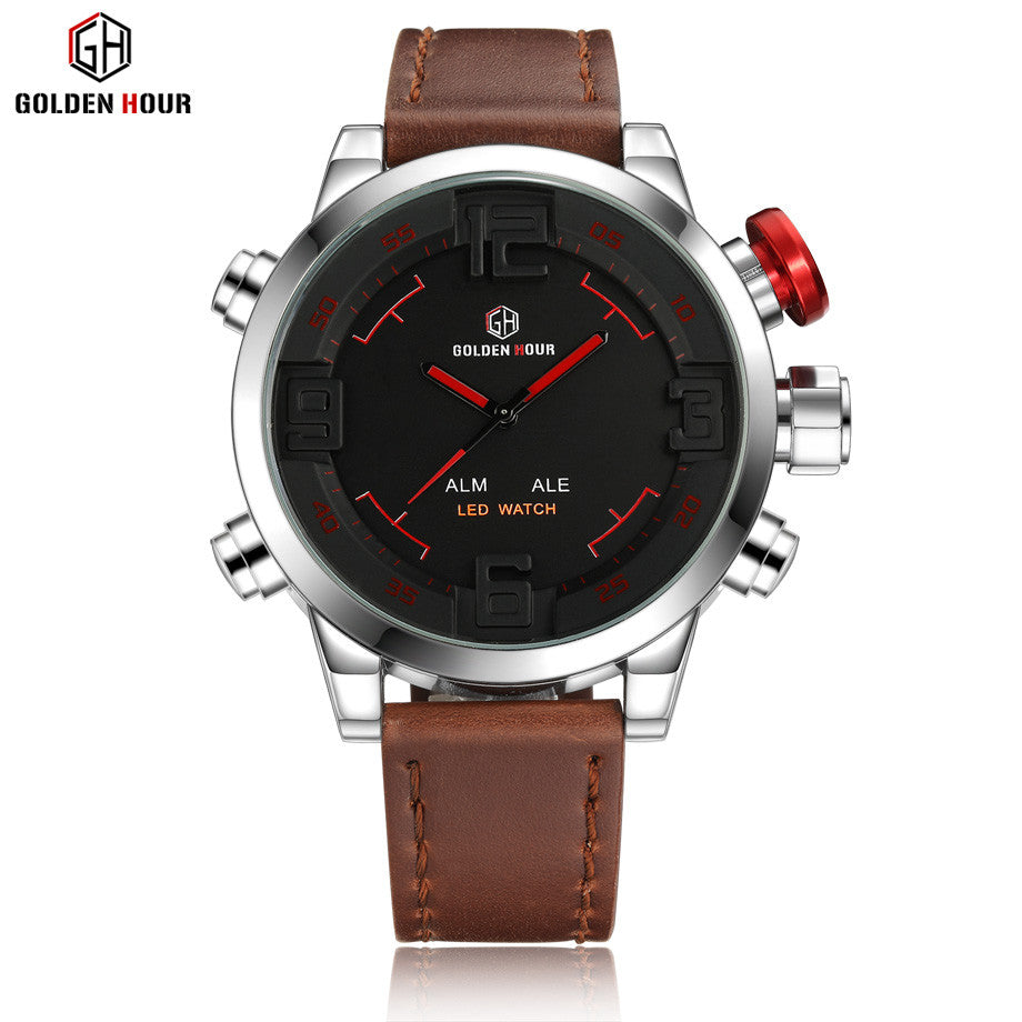 Top Luxury Brand Watches Men LED Digital Quartz Clock Fashion Leather Waterproof Sports Watch Military Style Relogio Masculino
