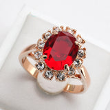 Top Quality Rose Gold Plated Created Emerald Finger Rings Elegant Brand Jewelry CZ Austrian Crystal For Women 