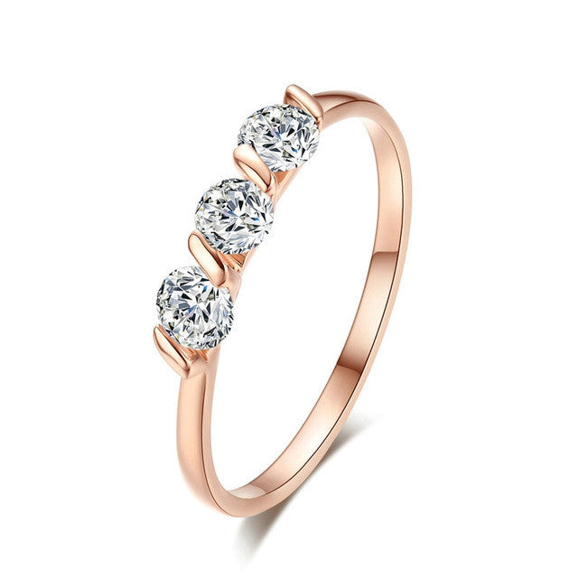 Top Quality Concise Crystal Ring Rose Gold Plated Austrian Crystals Full Sizes