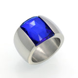 Top Quality Fine Jewelry Luxury Blue Gem Stone Ring 18K Gold Plated Wedding Anel Finger Big Crystal Ring Brand Jewelry For Women
