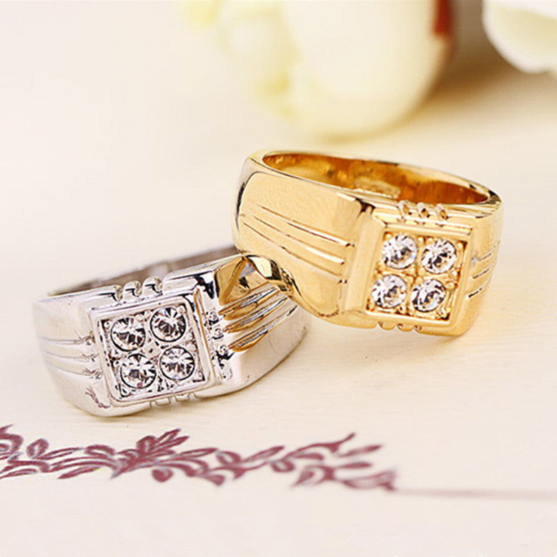 Top Quality ITALINA Brand Jewelry 18K Real Gold Plated Men Ring With AAA+ CZ Diamond Party Gift