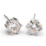 Top Quality RA Six Claws 5mm 0.5ct Stellux CZ Diamond 18K Real Gold Plated Stud Earrings Jewelry Crystal