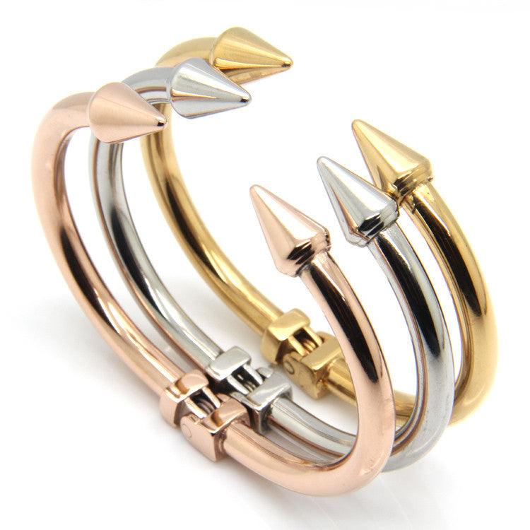 Stainless Steel Jewelry Conical Arrows Bracelets & Bangles Wholesale 18K Gold Cone Nail Cuff Bracelet For Women