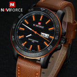 Luxury NAVIFORCE Brand Genuine Leather Analog Display Date Men Quartz Watch Sports Watch