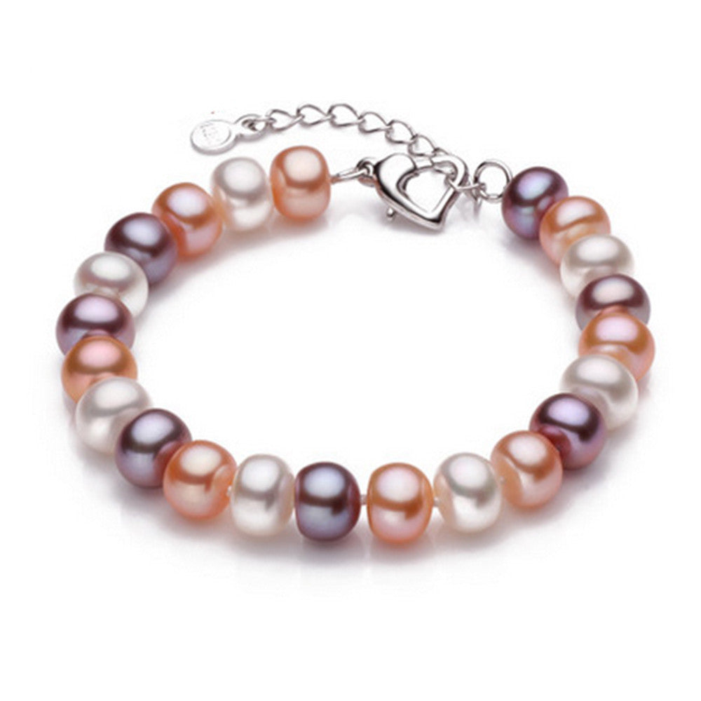 Top Quality 9-10mm Natural Freshwater Pearl Bracelet For Women White/multi-color 18cm+4cm extended chain