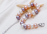 Top Quality 9-10mm Natural Freshwater Pearl Bracelet For Women White/multi-color 18cm+4cm extended chain 