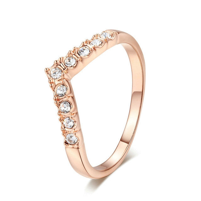 Top Quality 9 Stone Classic Wedding Ring Champagne Gold Plated Ring Austrian Crystals Full Sizes
