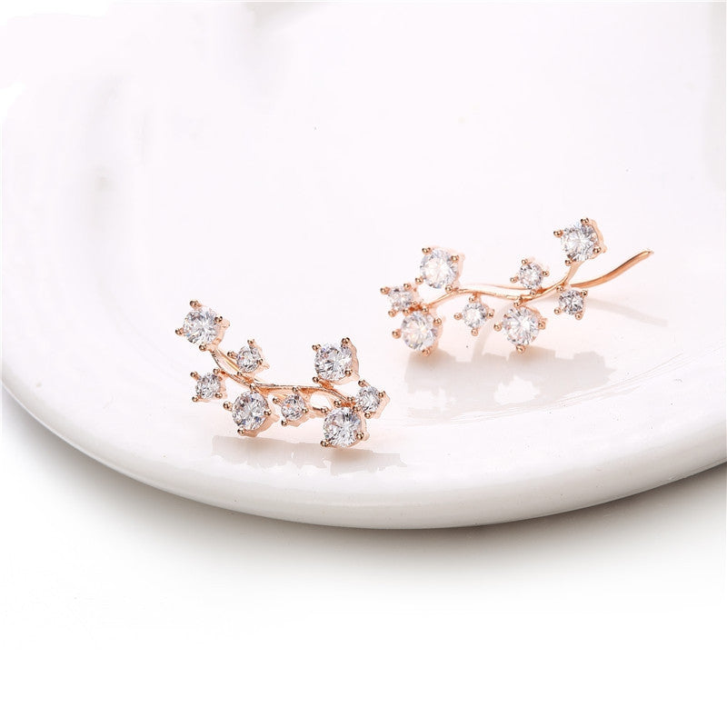 Top Quality AAA+ CZ Diamond Ear Cuff Earrings For Women/Girls Rose/White Gold Plated Ear Hook Party Stud Earrings Jewelry