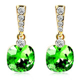 Top Quality Fashion Stud Earrings Trendy Zinc Alloy Geometric Rhinestone Green Blue Crystal Earring Statement Jewelry Women Gift