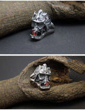 Top Quality  Fashion Vintage Skull Ring Men Cool Stainless Steel Rings For Men Punk Biker Ruby Jewelry Mens Rings