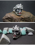 Top Quality Fashion Vintage Skull Ring Men Cool Stainless Steel Rings For Men Punk Biker Ruby Jewelry Mens Rings