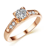 Top Selling High Quality Rose Gold Plated Fashion CZ simulated Diamond Wedding Rings 