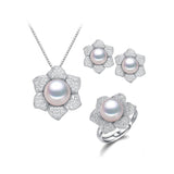 Top quality women pearl jewelry sets 11-11.5mm big size natural pearl 925 sterling silver wedding jewelry