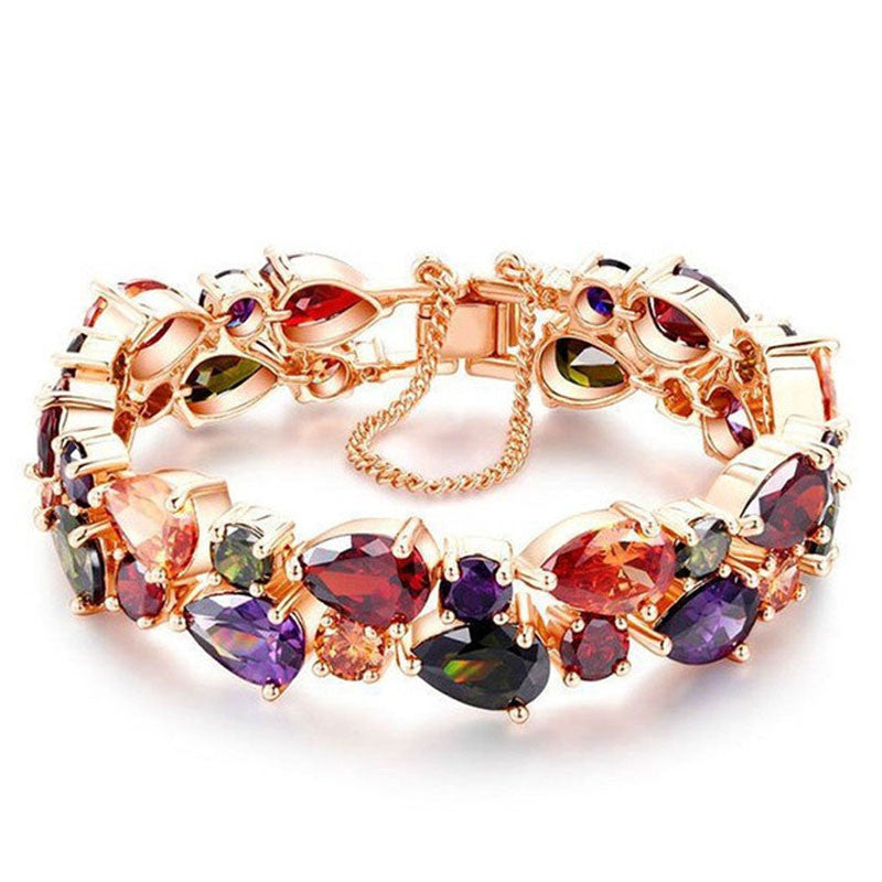 Trendy Charm CZ Diamond Bracelet Rose Gold Plated Mona Lisa Bangle Colorful Love Friendship Bracelet for Women Jewelry