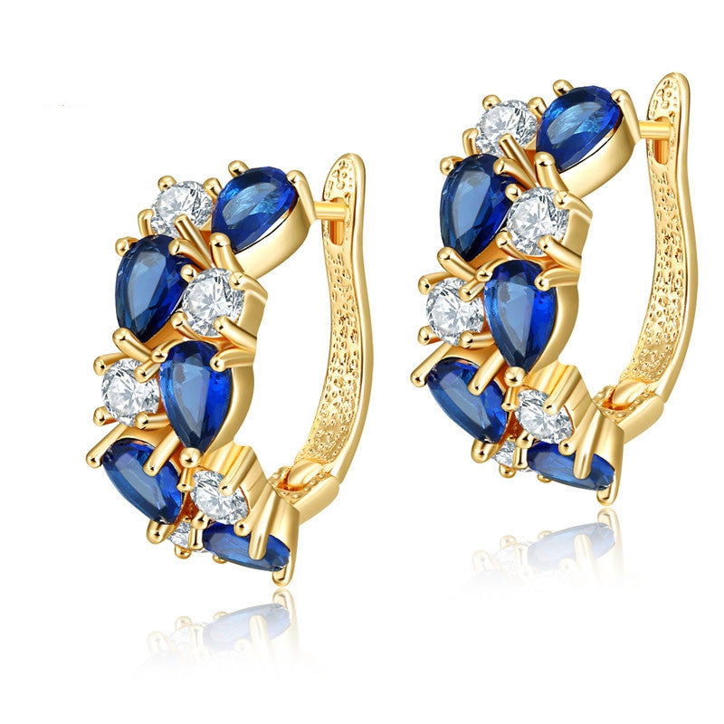 Trendy Colorful CZ Diamond Zircon Stud Earrings Sliver Rose Gold Plated Mona Lisa Jewelry Earrings For Women Wedding