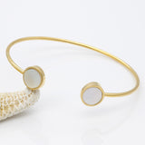 Trendy Geometric Double Round Shell Bracelet Plated 18K Gold Bangles Classic Fashion Jewellery Opening Design Bracelet For Women