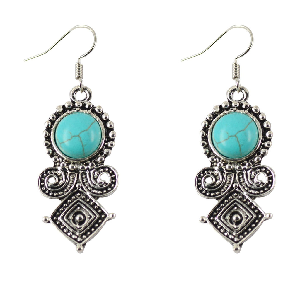 Trendy Turquoise Earring dc1989 Tibetan Silver Cute Moustache Earrings Square Girl's Special Perfect Women Party Jewelry