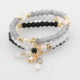 Trendy Fashion Bohemian 3 Multilayer Beads Bracelets Beaded Rhinestone Tassels Charm Bracelets Bangles for Women