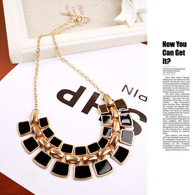 Trendy Necklaces Pendants Link Chain Collar Long Plated Enamel Statement Bling & Fashion Necklace Women Jewelry