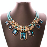 Trendy Necklaces Pendants Link Chain Double Layers Big Crystal Choker Necklace
