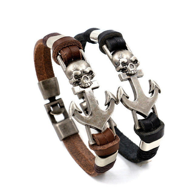 Trendy anchor bracelet Man Bracelets Fashion Jewelry 21.5cm Leather Bracelet Men Anchor Bracelets For Women Best Gift