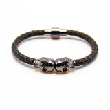Trendy fashion leather bracelet Punk Gun Black color skull bracelet man leather bracelet