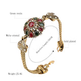 Turkey Bracelet For Women Tibetan Silver Alloy Agate Red Resin Plating 18K Gold Bangle Retro Bohemian Roman Royal Jewelry