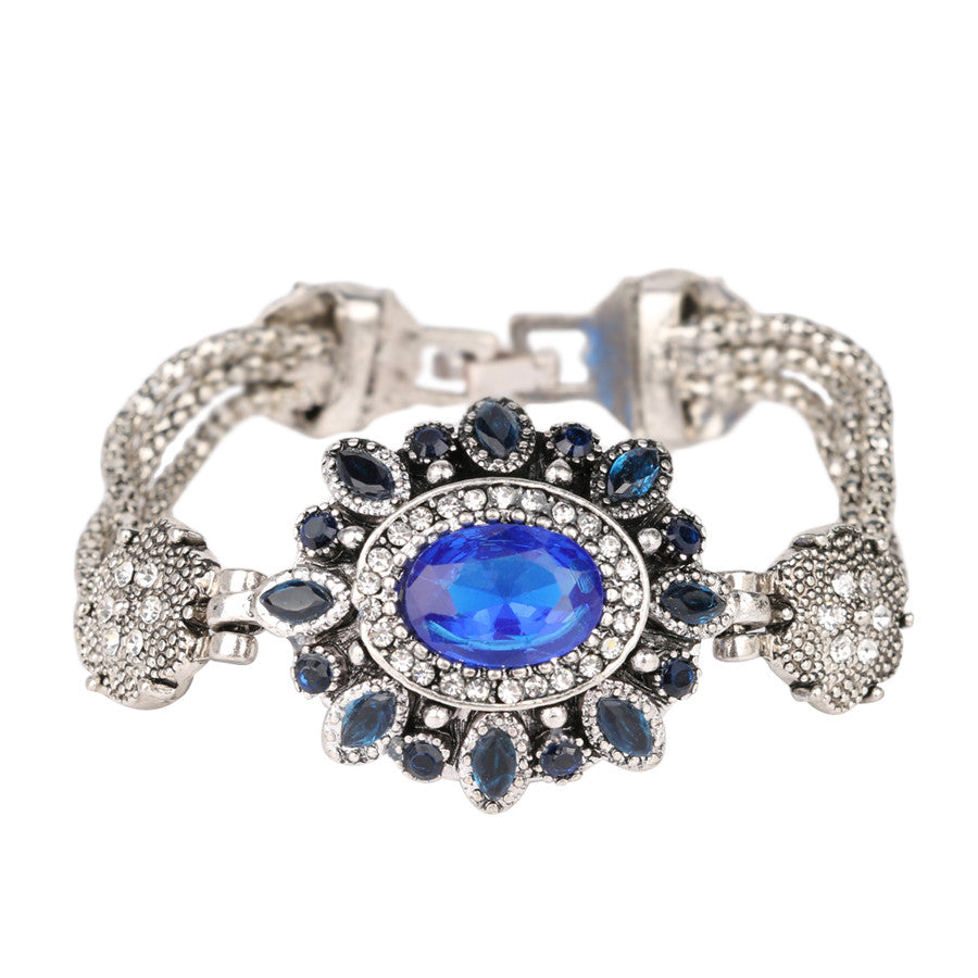 Turkey Jewelry Latest Design Bohemian Retro Silver Resin Crystal Bracelet Bracelet For Women