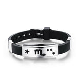 Twelve Constellations Cuff Bracelet Men Jewelry Stainless Steel Genuine Silicone Leather Bracelets & Bangles For Christmas Gift
