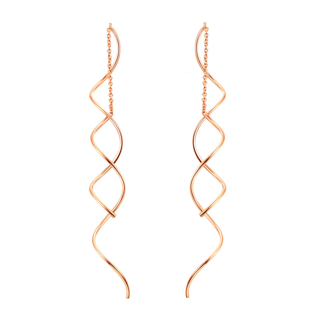 Unique Twisted Bar Long Line Chain Earrings White/Rose Gold plated Fashion Drop/Dangle Earring Jewelry Ear Cuff For Women