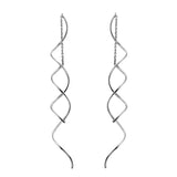 Unique Twisted Bar Long Line Chain Earrings White/Rose Gold plated Fashion Drop/Dangle Earring Jewelry Ear Cuff For Women 