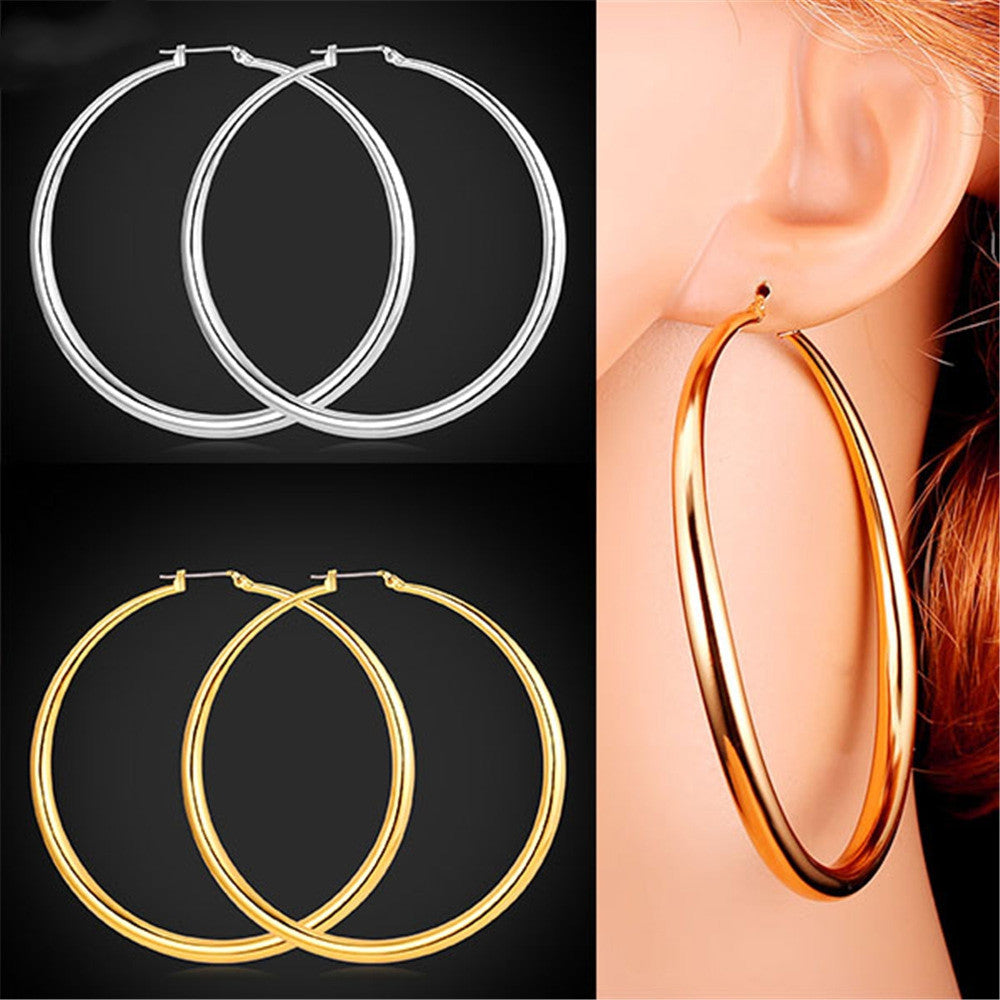 Big Basketball Wives Earrings Trendy Gold Plated Fashion Jewelry Round Large 3 Size Hoop Earrings Women