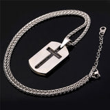Cross Necklace Men Bible Lords Prayer Gold Plated Stainless Steel Double Dog Tags Pendant For Men Christian Jewelry 