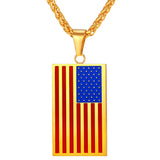 Hot American Flag Pendant Stainless Steel Men Chain Necklace Gold Plated Trendy USA Symbol Necklace Men Jewelry 