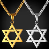Jewish Jewelry Magen Star of David Pendant Necklace Women Men Chain Rose/Gold Plated Stainless Steel Israel Necklace