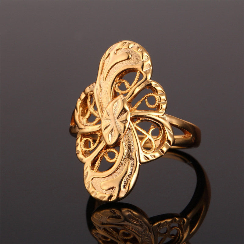 Vintage Engagement Ring Gold Plated Fashion Jewelry Trendy Geometric Band Ring For Women