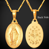 Virgin Mary Necklace New Trendy Yellow Gold Plated Women/Men Jewelry Wholesale Colar Cross Pendant Necklaces 