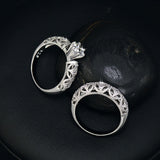UMODE 0.75 ct AAA+ Grade Round Zirconia Ring Fine Carving Craft Wedding Filigree Ring Set for Women Christmas Gift Anel 