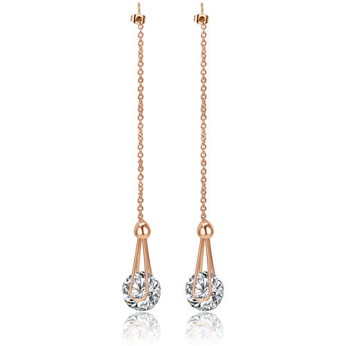 Fashion 2 carat AAA+ Cubic Zircon Diamond Drop Line Long Earrings