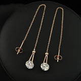 2 carat AAA+ Cubic Zircon Diamond Drop Line Long Earrings 