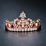 Exquisite Crown Shaped Ring Rose Gold Plated CZ Rings for Women Fashion Plated Aneis De Ouro Zirconia Jewelry 