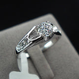 Fashion White Gold Plated Mounting 0.5 ct CZ simulated Diamond Wedding Jewelry Rings 