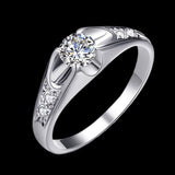 Fashion White Gold Plated Mounting 0.5 ct CZ simulated Diamond Wedding Jewelry Rings 