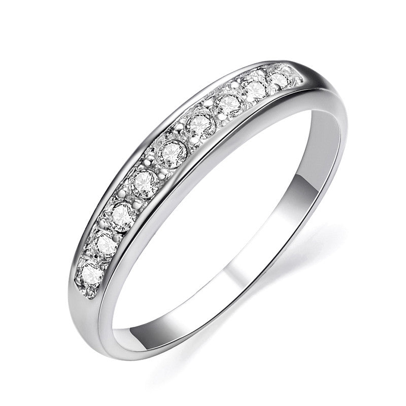 Fashion White Gold Plated TOP Class 9 pcs Rhinestones Eternity Band Wedding Ring bague femme Jewelry