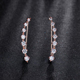 Four Prong Setting CZ Crystal White / Rose Gold Plated Dipper Hook Stud Earrings Jewelry for Women Boucle D'oreille 