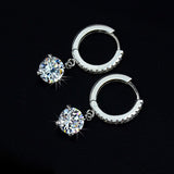 Loop with 8mm 2ct Round Top Grade CZ Platinum Plated Hoop Earrings For Women Anti-allergic Jewelry Boucle D'oreille 