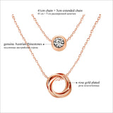 Multi Layer Genuine Austrian Rhinestones Rose Gold Plated Pendant Crystal Necklace Jewelry for Women 